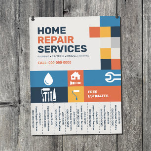 Geometrisch - Flyer für Heimreparatur mit Abreißla