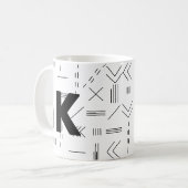 Geometrisch für das Monogramm des weißen Anfangsbu Kaffeetasse (Vorderseite Links)
