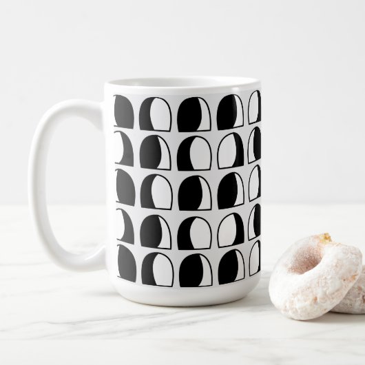 Geometrisch für den Kreis Schwarz/Weiß Kaffeetasse (Mit Donut)