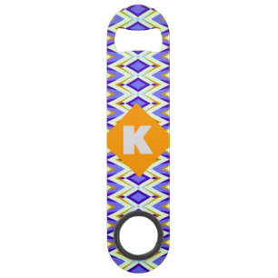 Geometrisch für Monogram Letter K Blau und Orange Speed Flaschenöffner