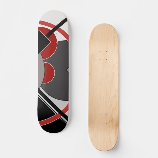 geometrisch für Schwarz und Rot Skateboard (Vorderseite)