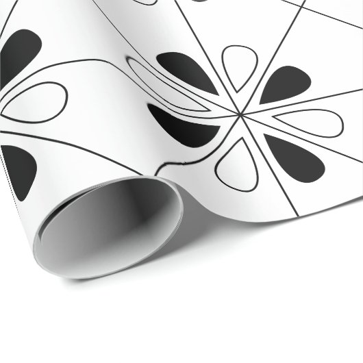 Geometrisch für Schwarz und Weiß Geschenkpapier (Rolleneckpunkt)