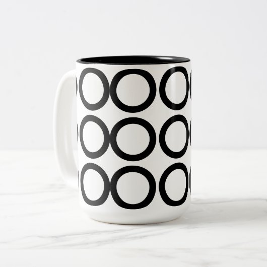 Geometrisch für Schwarzweiß Zweifarbige Tasse (Vorderseite Links)