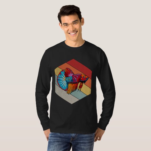 geometrisch gebeutelte Vintage Retrofanganlage T-Shirt (Vorne ganz)