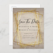 Geometrisch gegliederte WEDD RETT DATES Gold Glitz Postkarte (Vorne/Hinten)