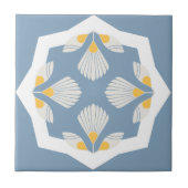 geometrisch gelb und aquamarine ethnische Blume Fliese (Vorderseite)