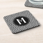 Geometrisch Gemusterte Schwarz-Weiß-Elegantafel Getränkeuntersetzer (Linke Seite)