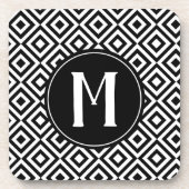 Geometrisch Gemusterte Schwarz-Weiß-Elegantafel Getränkeuntersetzer (Vorderseite)