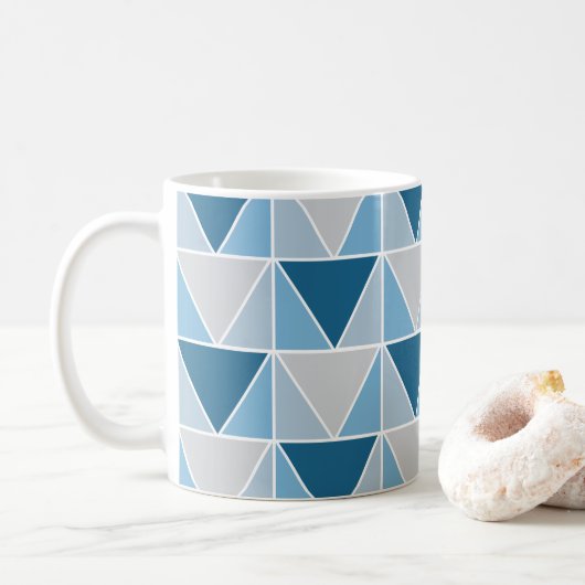Geometrisch Geometrisch, blau, grau Kaffeetasse (Mit Donut)