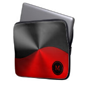 geometrisch geometrisch geformtes Schwarz-Rot-Imit Laptopschutzhülle (Vorderseite Links)