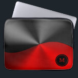 geometrisch geometrisch geformtes Schwarz-Rot-Imit Laptopschutzhülle<br><div class="desc">Einfache,  schwarz und rot glänzende Imitate metallische Textur Edelstahl aussehen. Optionales Monogramm.</div>