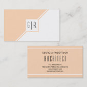 geometrisch geometrisch pfirsichfarben und weiß visitenkarte (Vorne/Hinten)