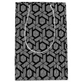 geometrisch gepunktete schwarz-weiße Formen Mittlere Geschenktüte (Vorderseite)