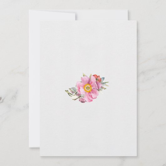 Geometrisch Gold | Violet Floral Bouquet Wedding Einladung (Rückseite)