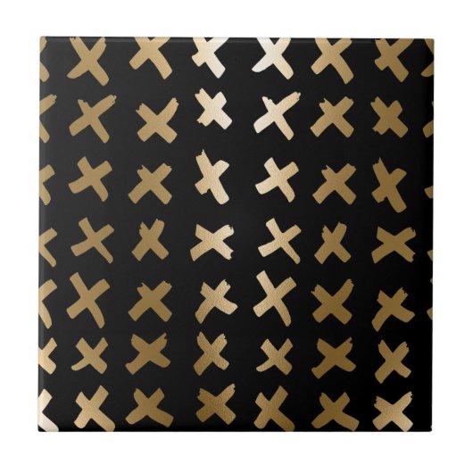 Geometrisch Golden Abstrakt Fliese (Vorderseite)