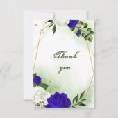geometrisch goldfarbene Blume mit royal-blau-weiß- Dankeskarte (Vorderseite)