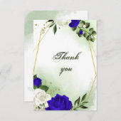 geometrisch goldfarbene Blume mit royal-blau-weiß- Dankeskarte (Vorne/Hinten)