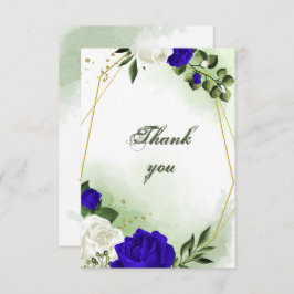 geometrisch goldfarbene Blume mit royal-blau-weiß- Dankeskarte