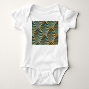Geometrisch goldgrün: Vintag nahtlos. Baby Strampler