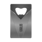 geometrisch-grau-schwarz-metallisches Design Geldbeutel Flaschenöffner (Vorderseite)