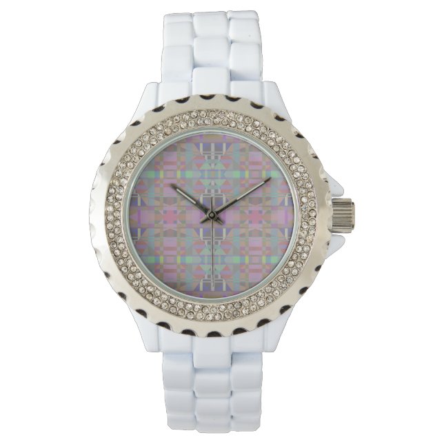 Geometrisch grün Lila rosa Armbanduhr (Vorderseite)