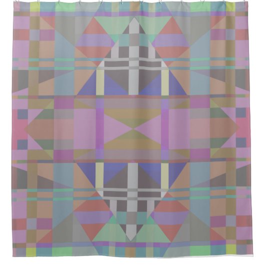 Geometrisch grün Lila rosa Duschvorhang (Vorderseite)