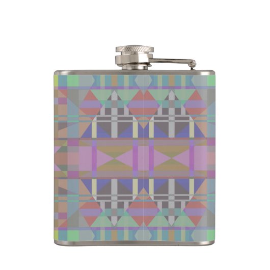 Geometrisch grün Lila rosa Flachmann (Rückseite)