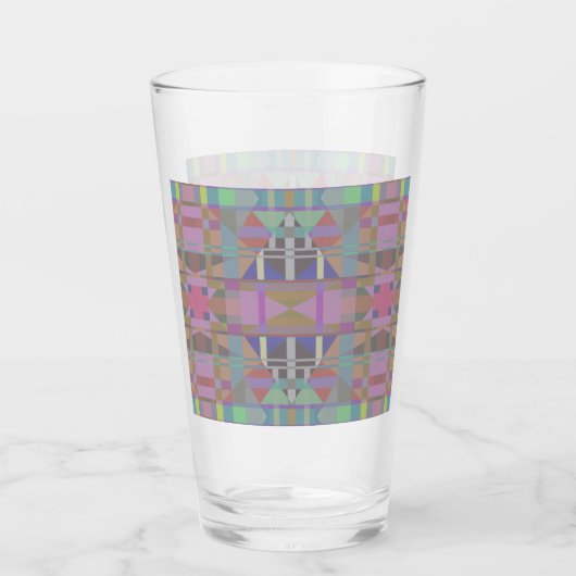 Geometrisch grün Lila rosa Glas (Vorderseite)