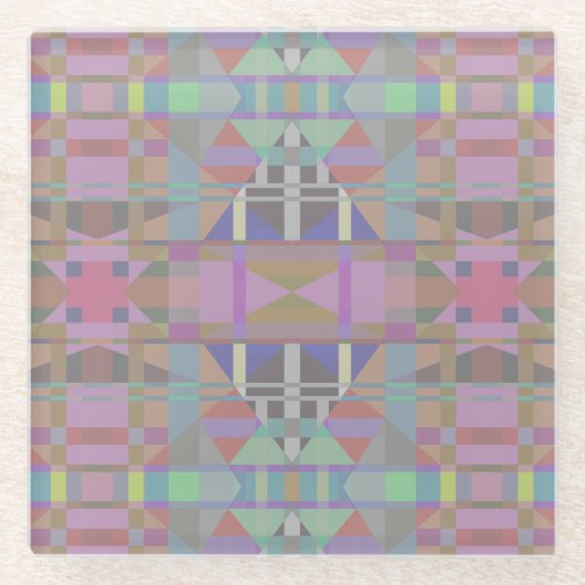 Geometrisch grün Lila rosa Glasuntersetzer (Vorderseite)