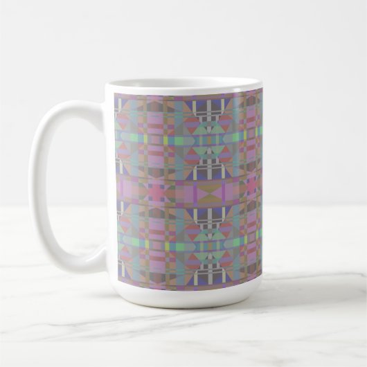 Geometrisch grün Lila rosa Kaffeetasse (Links)