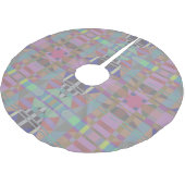 Geometrisch grün Lila rosa Polyester Weihnachtsbaumdecke (Schrägansicht)