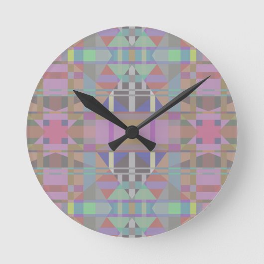 Geometrisch grün Lila rosa Runde Wanduhr (Vorderseite)