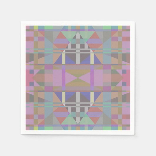 Geometrisch grün Lila rosa Serviette (Vorderseite)