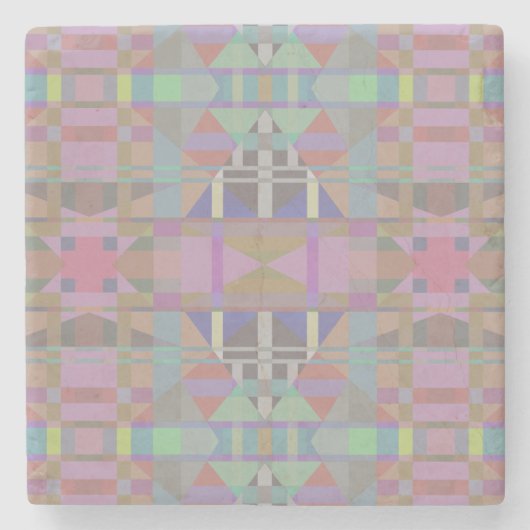 Geometrisch grün Lila rosa Steinuntersetzer (Vorderseite)