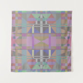 Geometrisch grün Lila rosa Wandteppich (Vorderseite)