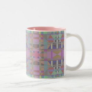 Geometrisch grün Lila rosa Zweifarbige Tasse