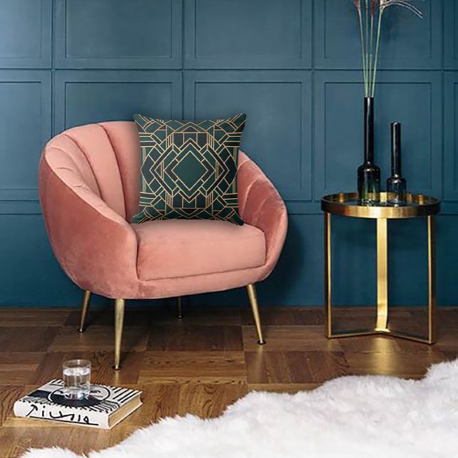 geometrisch grün und Gold Kissen (Von Creator hochgeladen)