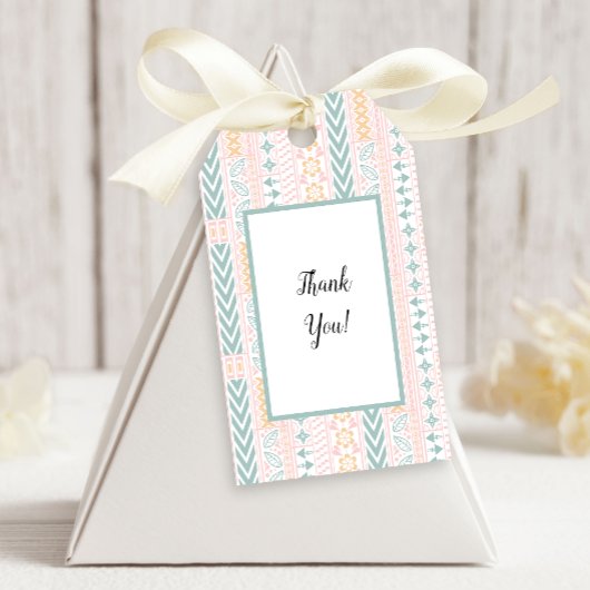 Geometrisch grün und peach geschenkanhänger