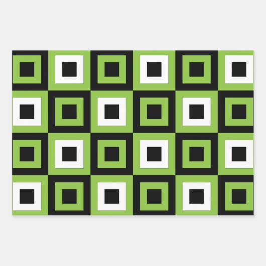 Geometrisch, grün, weiß geschenkpapier set (Vorderseite)