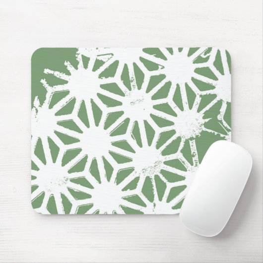 geometrisch-grün-weiß gezogenes Olivenmuster Mousepad (Mit Mouse)