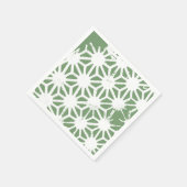 geometrisch-grün-weiß gezogenes Olivenmuster Serviette (Ecke)