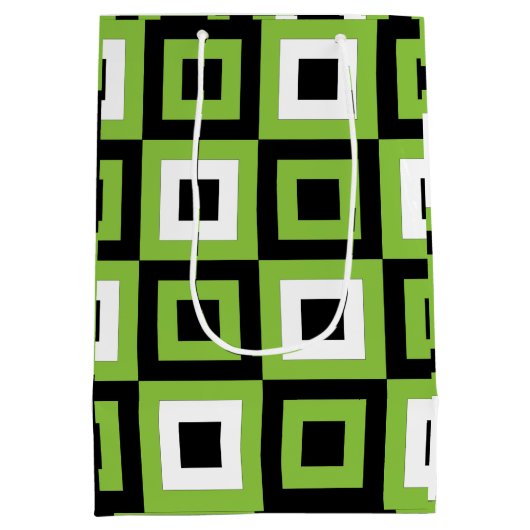 Geometrisch, grün, weiß mittlere geschenktüte (Rückseite)
