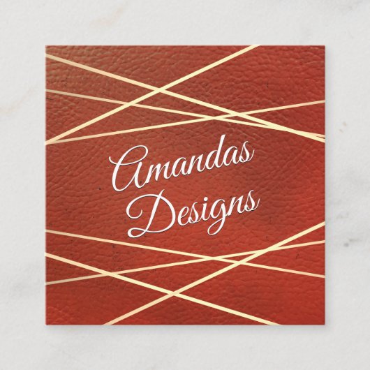 geometrisch | Hintergrund Rotes Leder Quadratische Visitenkarte (Vorderseite)