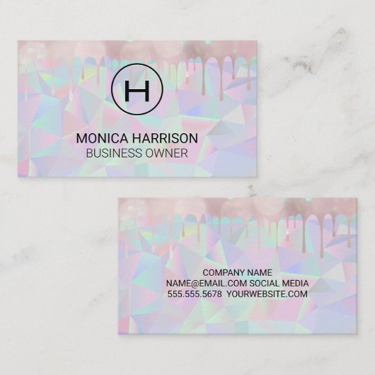 Geometrisch Holografisch | TROPFEN Visitenkarte (Vorne/Hinten)