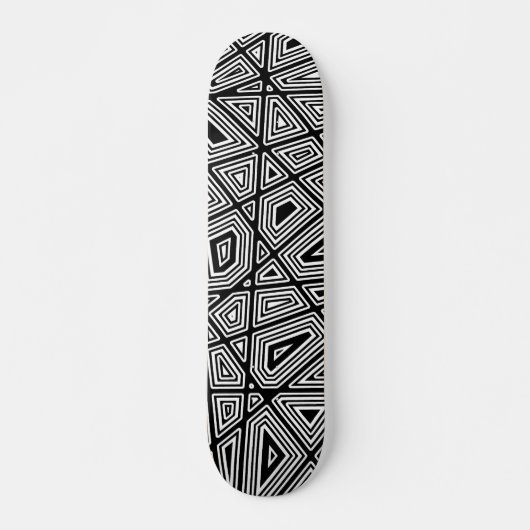 Geometrisch II - Schwarz auf Holz Skateboard (Vorne)