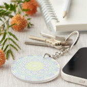 Geometrisch Intricate Colorful Boho Hippie Mandala Schlüsselanhänger (Vorderseite rechts)