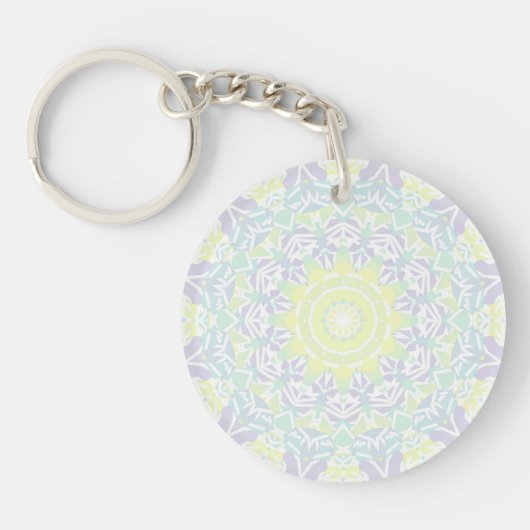 Geometrisch Intricate Colorful Boho Hippie Mandala Schlüsselanhänger (Vorderseite)