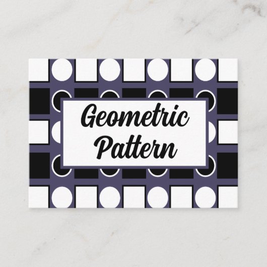 Geometrisch lila Schwarz-weißer Quadrat Visitenkarte (Vorderseite)