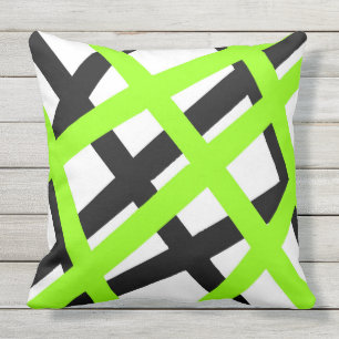 Geometrisch Limoner schwarzer Streifen Kissen Für Draußen