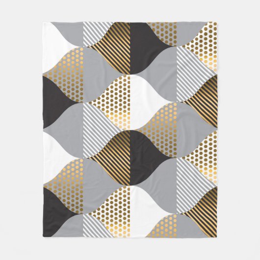 Geometrisch Luxus: schwarz, goldfarbenes Muster Fleecedecke (Vorderseite)